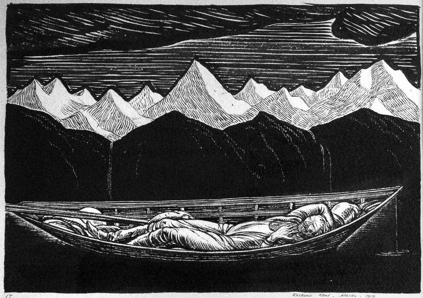 Illustration of a man sleeping in a canoe